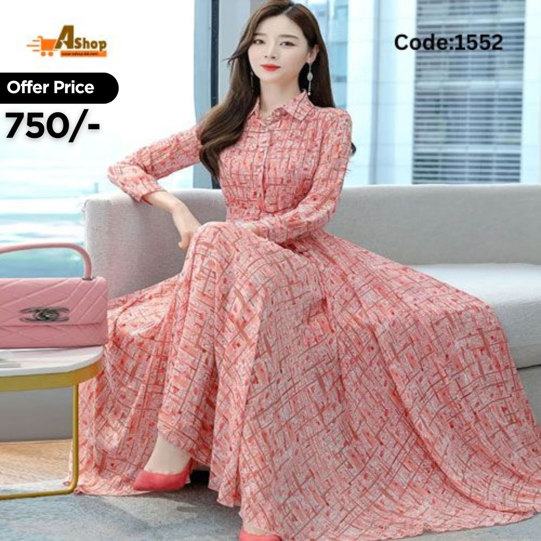 Formal Stylish Long Shirt Step Long Gown Long Sleeve For Women 1552