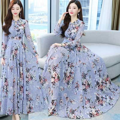 Women High Quality China Neckline design Long sleeve Long Kurti Sky 1502