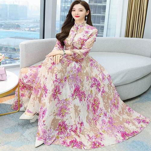 Stylish Party Long Gown Mike Floral Long Sleeve For Women New Kurti 1556