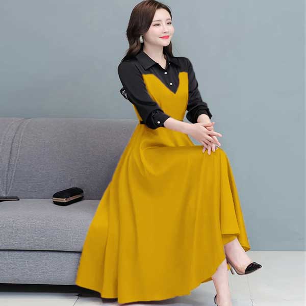 New Arrival Exclusive China Model Stylish Long Shirt Yellow Color 1803