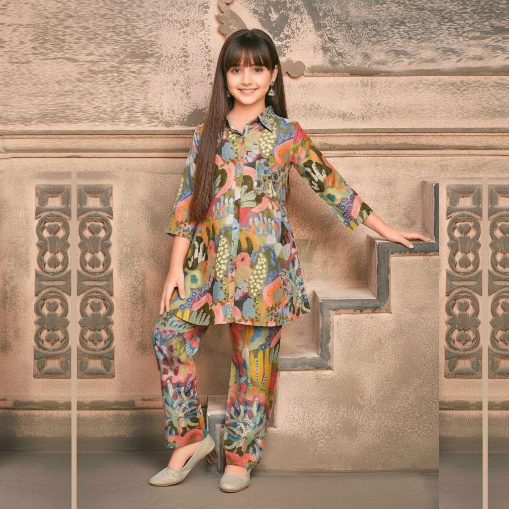 beautiful trending Dress Winter Friendly Kids Girls Co Ords Sets 01953