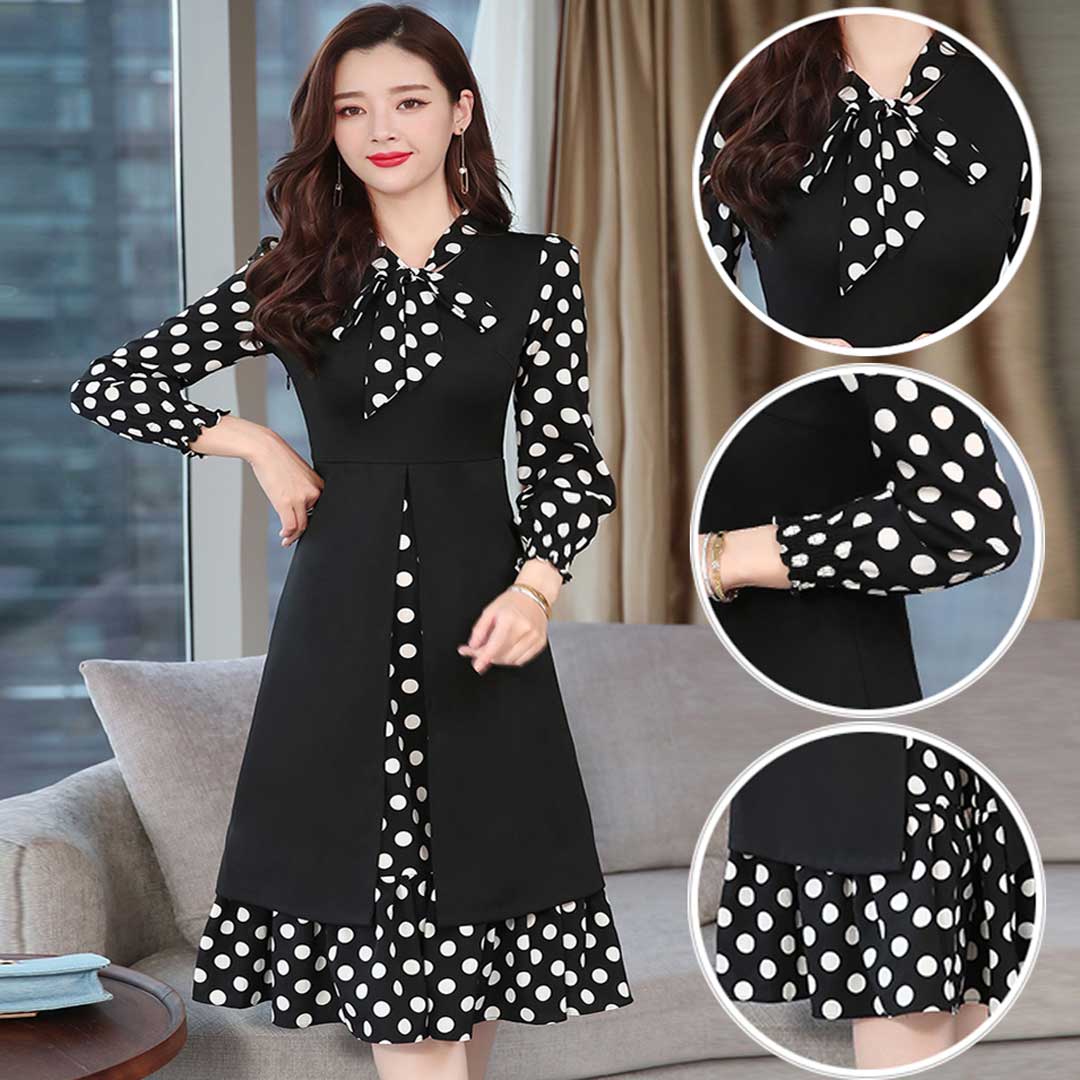 Stylish Dot Print Long Koti Kurti Dress 1816