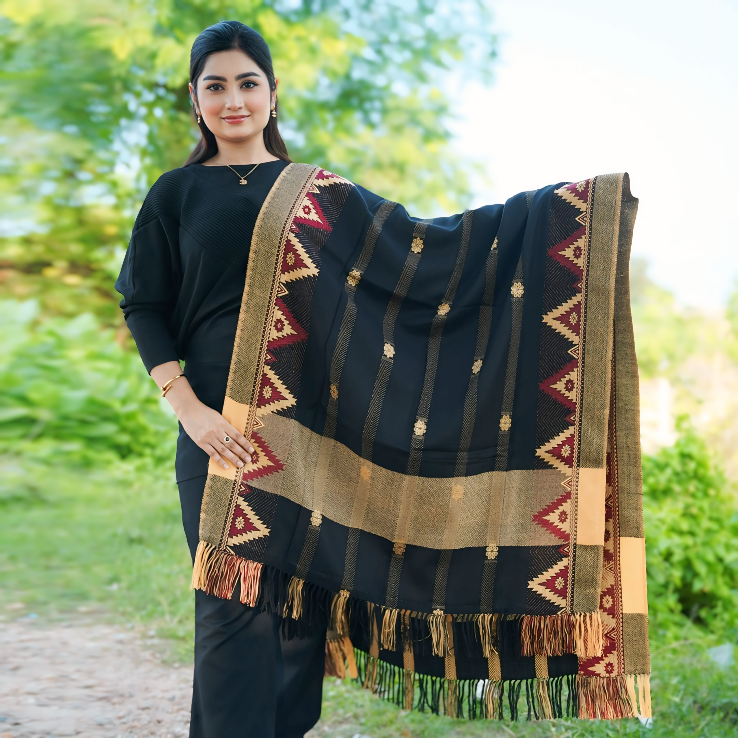 মিনাকারী জামদানী শাল A801