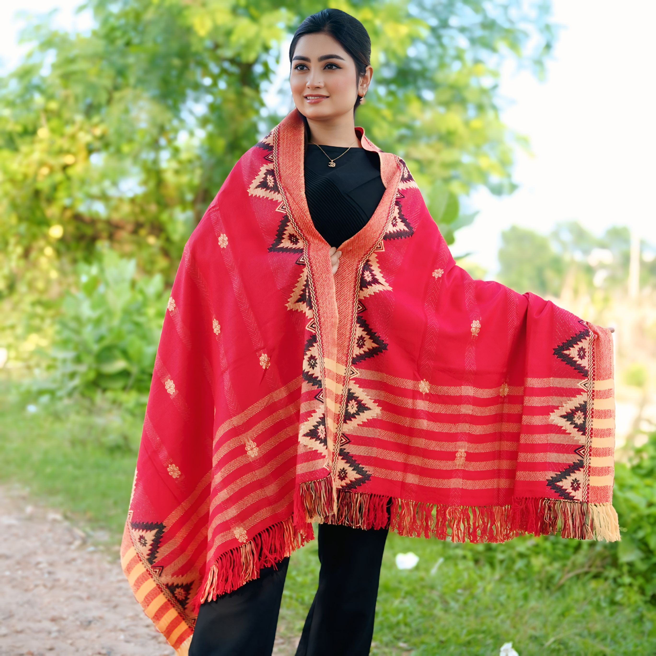 মিনাকারী জামদানী শাল M008